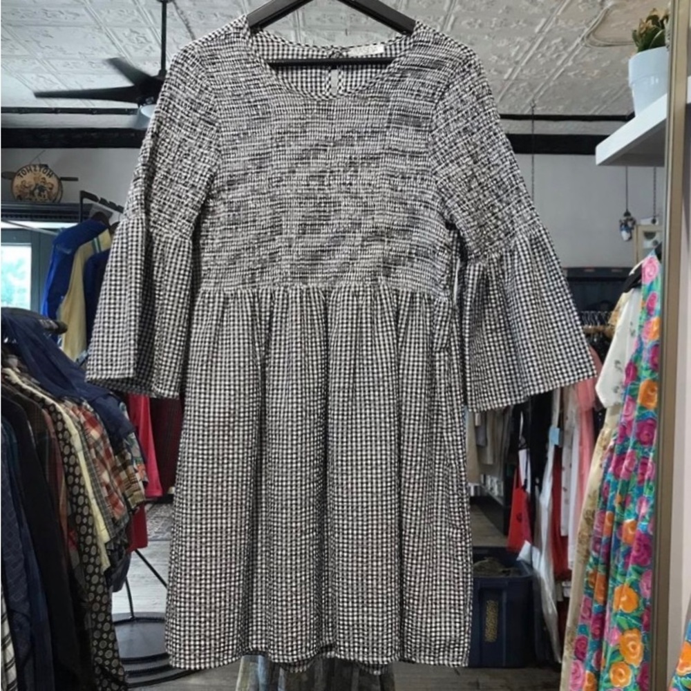 VASNA Gingham Dress (black & white)